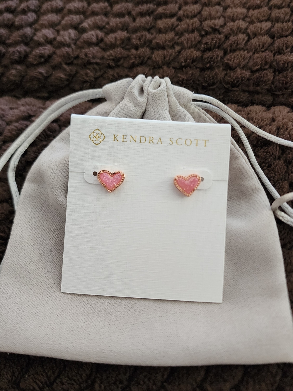 Kendra Scott Pink Heart Stud Earrings.  NWOT